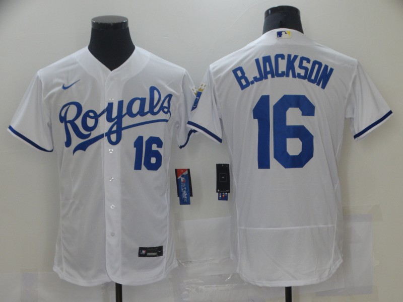 Men Kansas City Royals #16 B.Jackson White Elite 2021 Nike MLB Jerseys